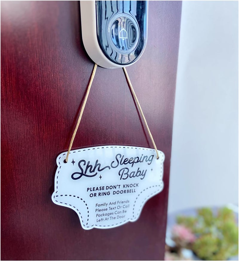 LEMBANG Small Baby Sleeping Hanging Sign,Do Not Knock Or Ring The Bell, Door Hanger for Baby Room, Nursery, Front Door (diaper) - Image 1